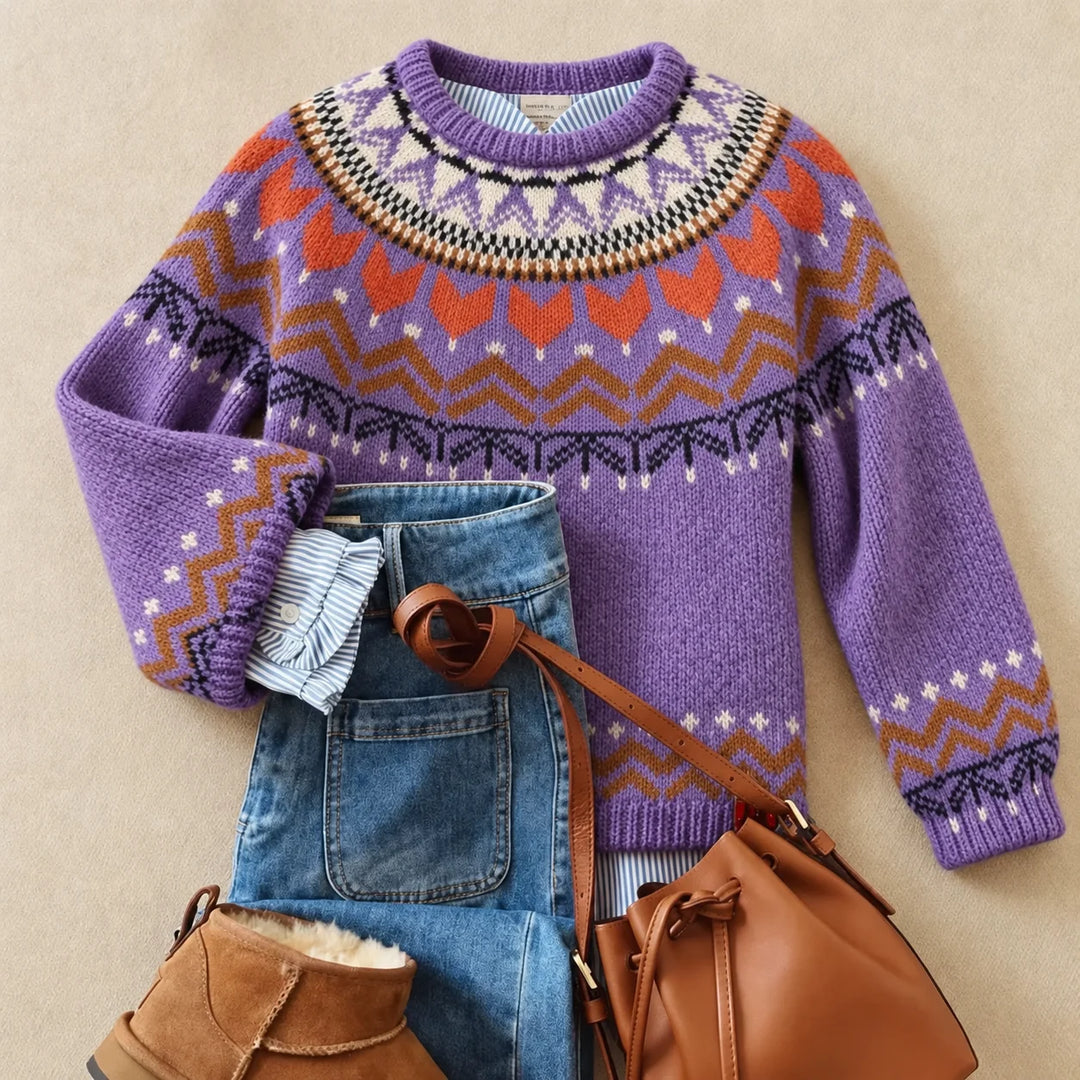 Solva Jumper - Vintage Fair Isle Knit, Lightweight Warmth & Relaxed Fit 0