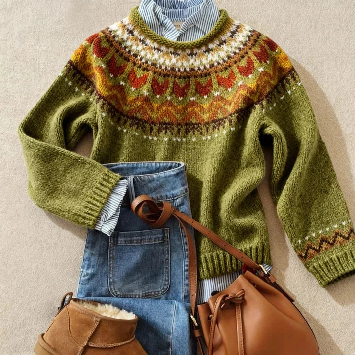 Vintage Fair Isle Knit Jumper - Lightweight Warmth & Relaxed Fit 0