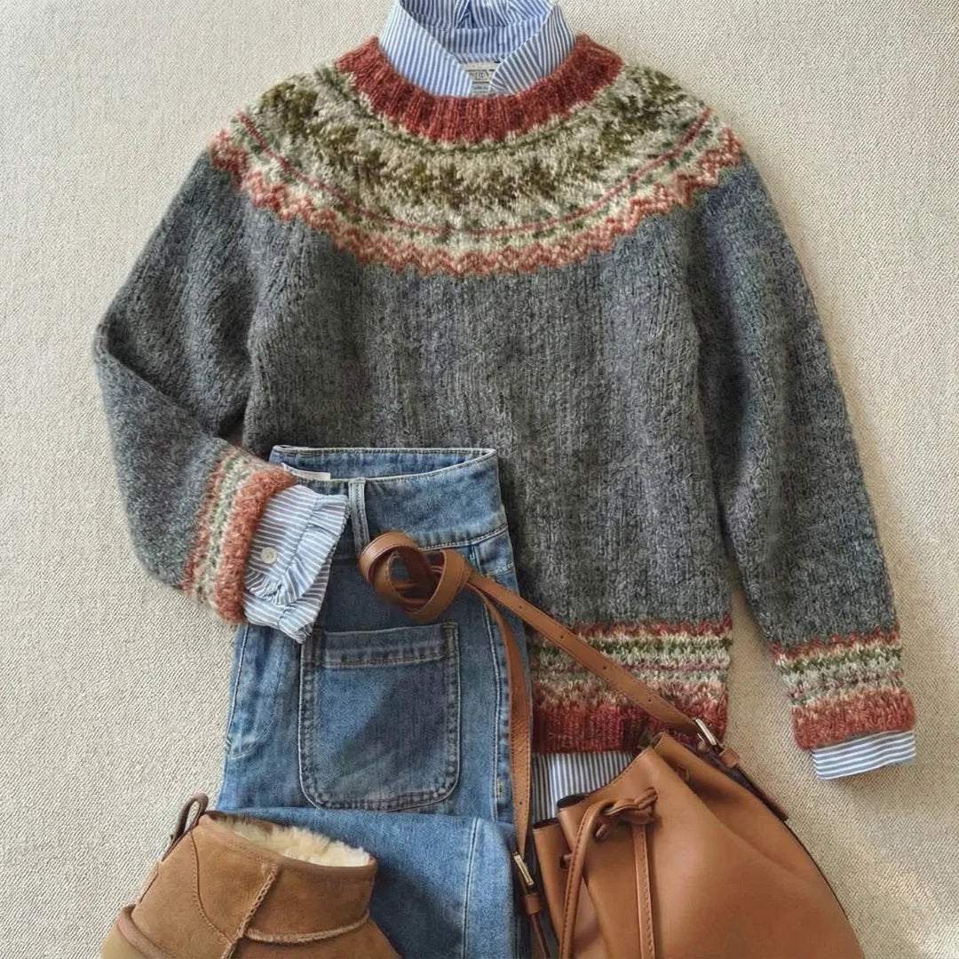 Vintage Fair Isle Knit Jumper - Lightweight Warmth & Relaxed Fit 0